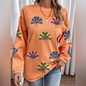Boutique Turkey Graphic Corded Baggy Sweatshirt - medium